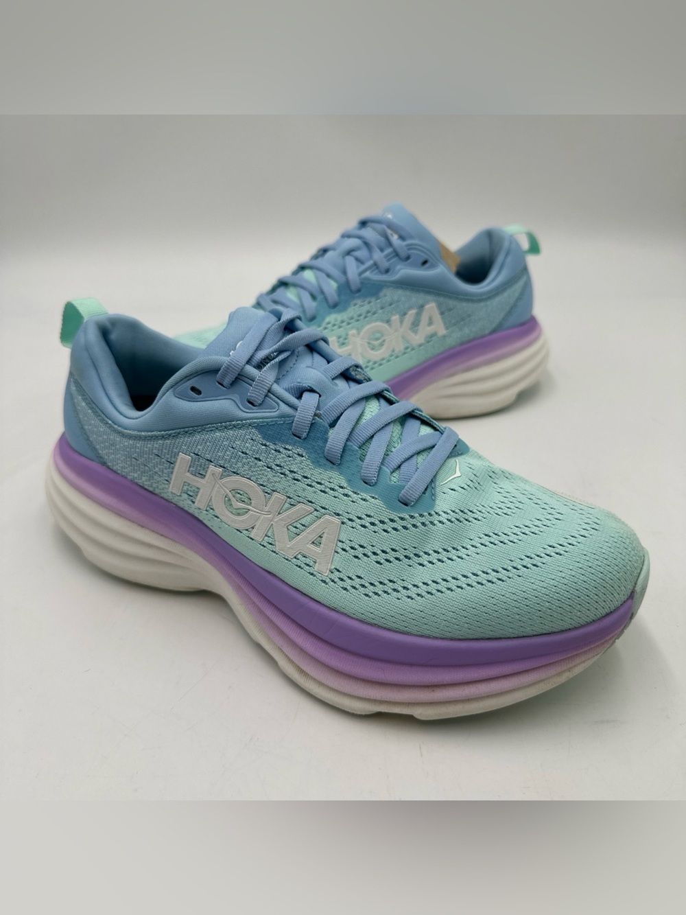HOKA One One Bondi 8 Womens 8 D Wide Airy Blue Sunlit Ocean 1127954-ABSO